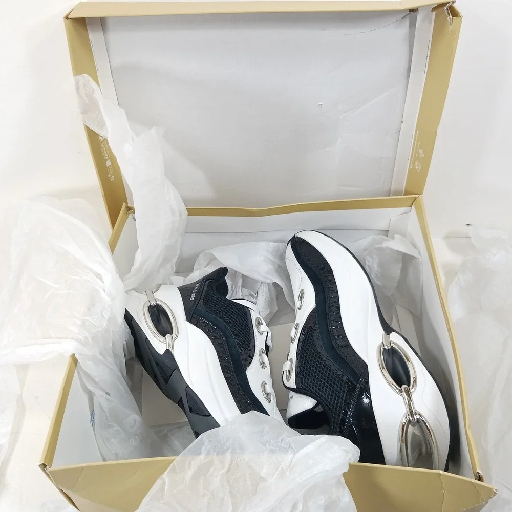 Michael‎ Kors Toni Trainer Circular Air Mesh XL Black White Sneakers 9.5M